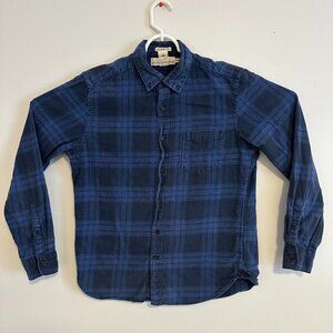 H&M Logg Shirts Casual Button Down Mens Medium Blue Plaid Rugged Flannel Shirt